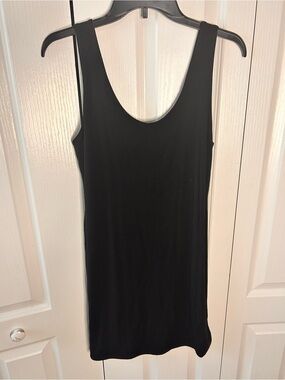Makk Fashions Women’s Large Classic Black Tank Body Con Mini Dress Stretch Lined